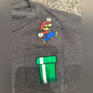 Gray T-Shirt with Mario and Warp Pipe Design XXL vintage y2k super Mario bros